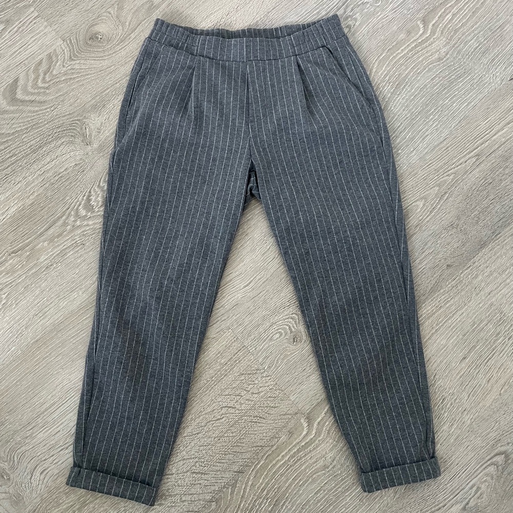 Thick Grey Striped Pants with Fuzzy Lining